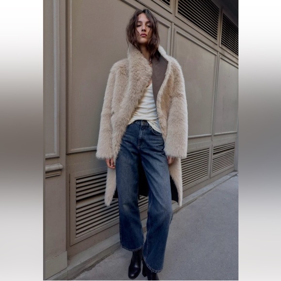 New ZARA Reversable Faux Fur Double-Faced Coat - Picture 11 of 16